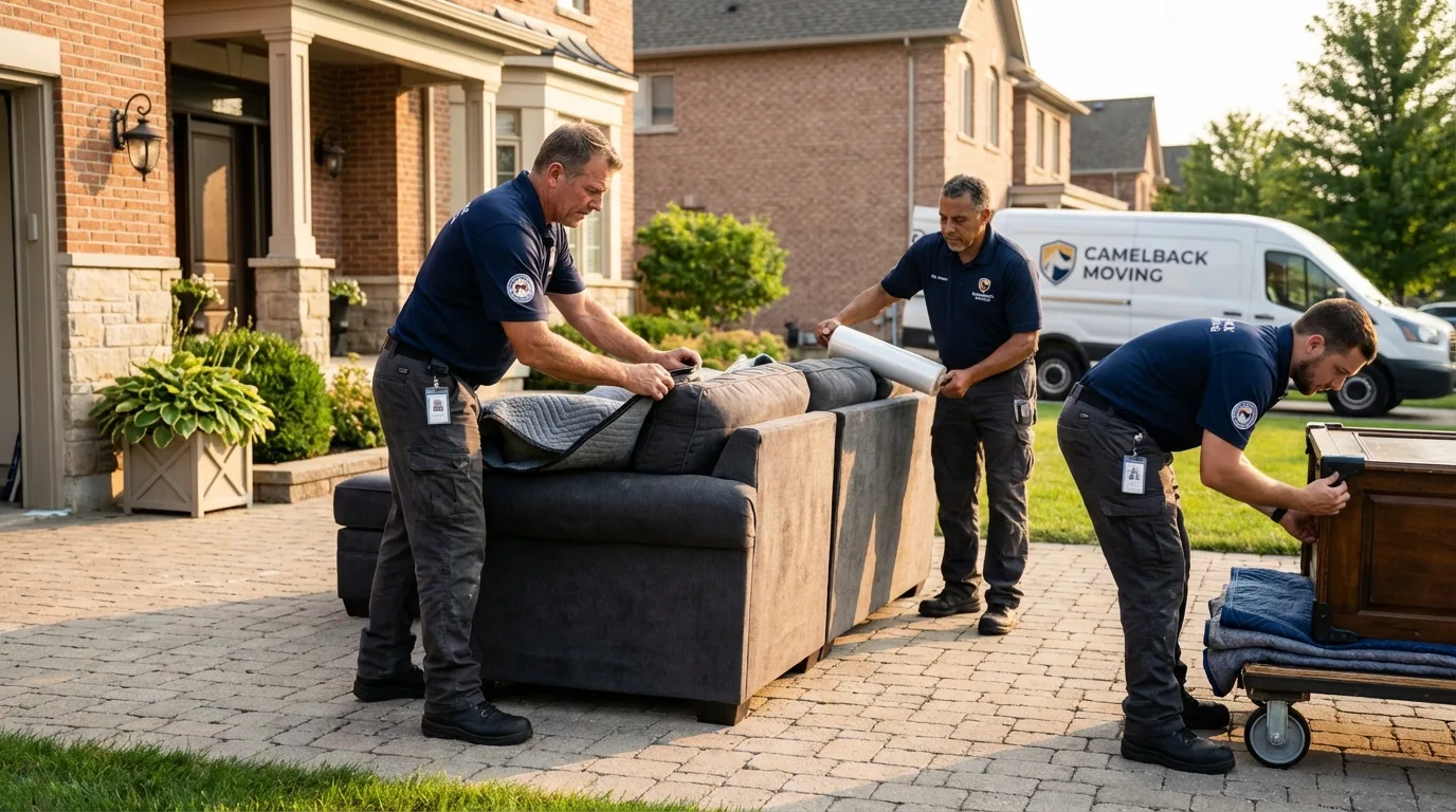 Large estate moving crew wrapping furniture in Waterloo, IL